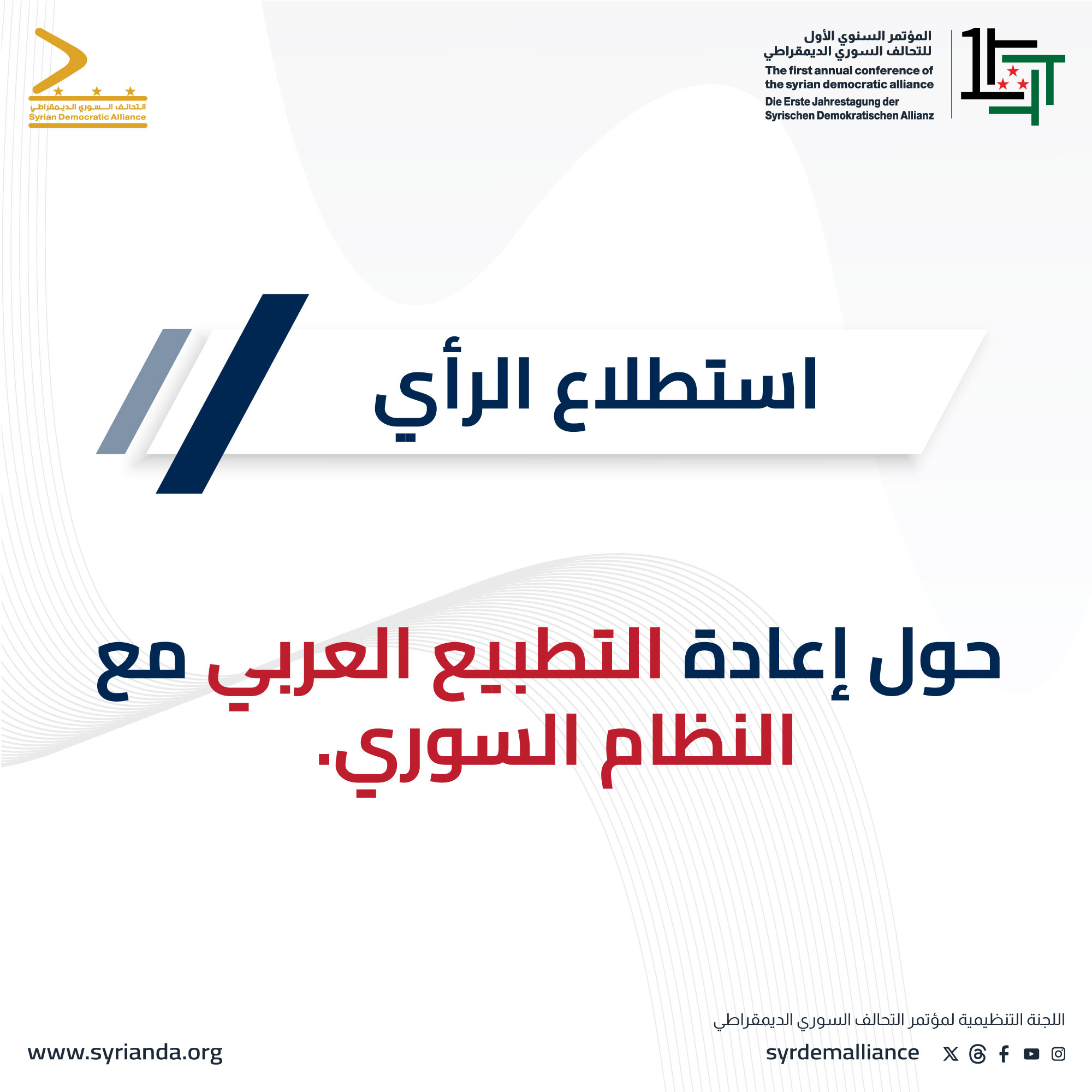 Read more about the article استطلاع رأي:  حول إعادة التطبيع العربي مع النظام السوري